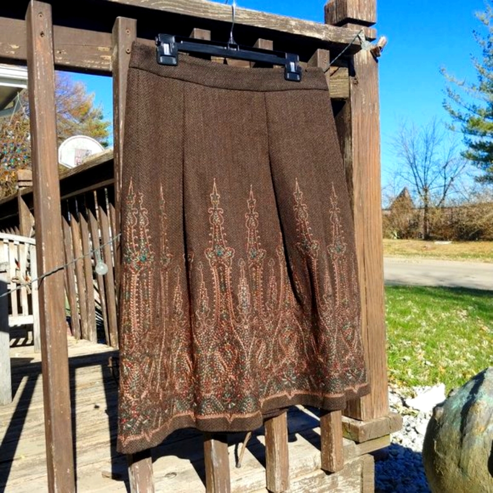 Embroidered Wool Loft Skirt